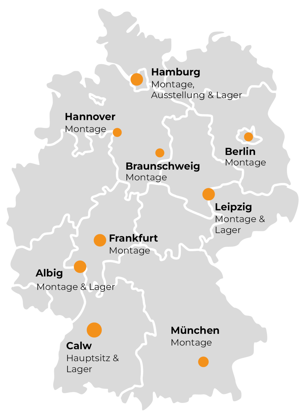 Unsere Montagestandorte in ganz Deutschland
