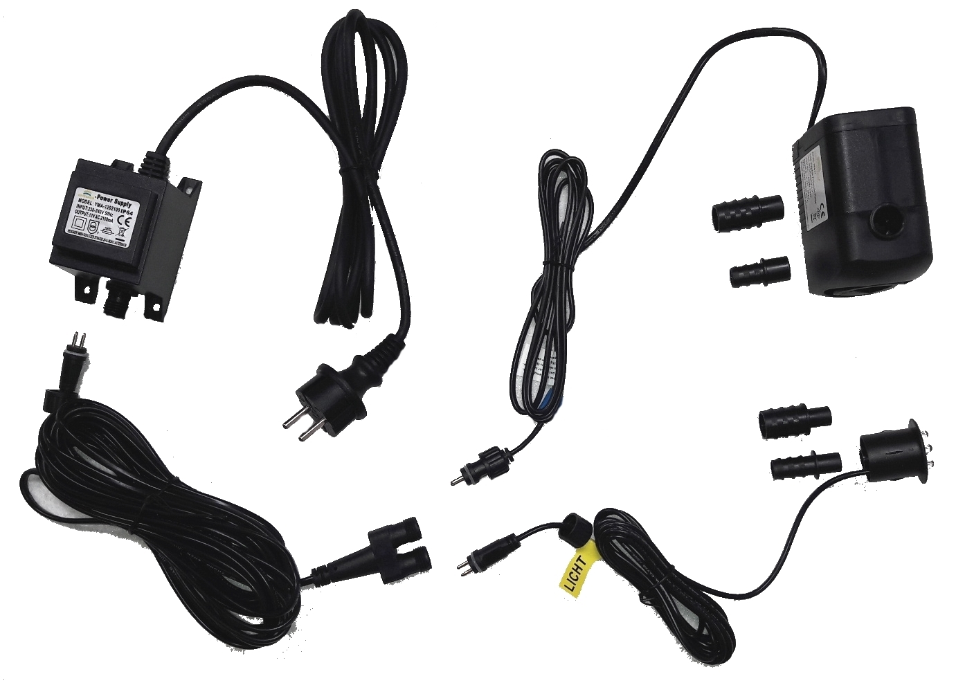 Heissner LED-Set 1 er LED für Steinbrunnen, komplett mit Pumpe, Trafo etc., ohne Dämmerungssensor (ET20-16918)