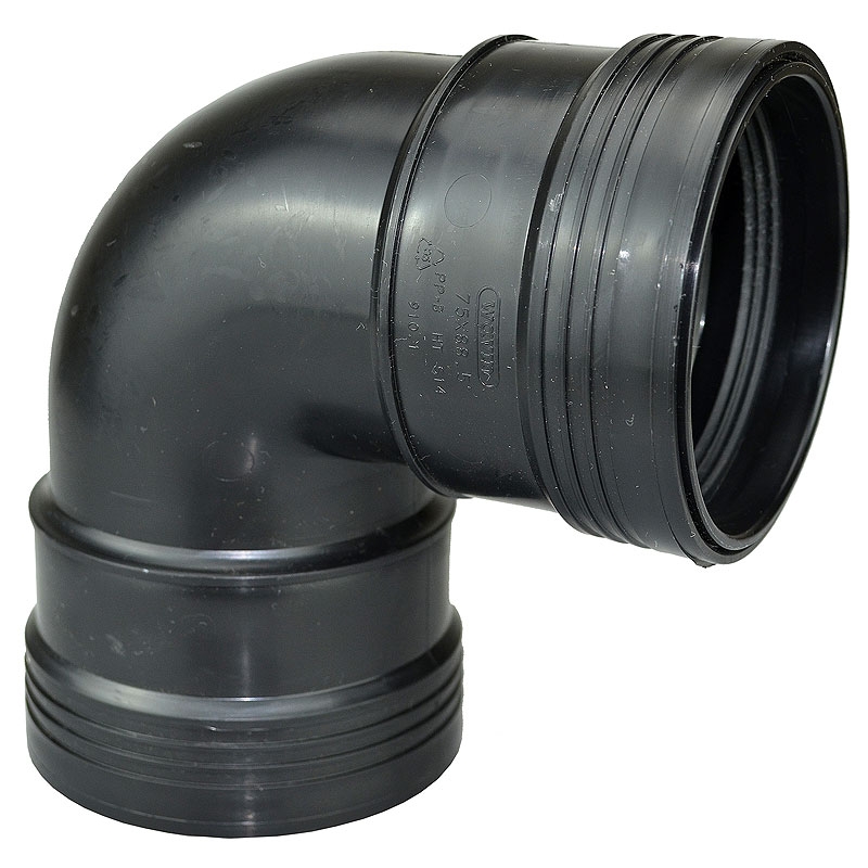 Heissner Steck-Bogen 87° (PP), 75mm, Gummidichtung (Z924-00)