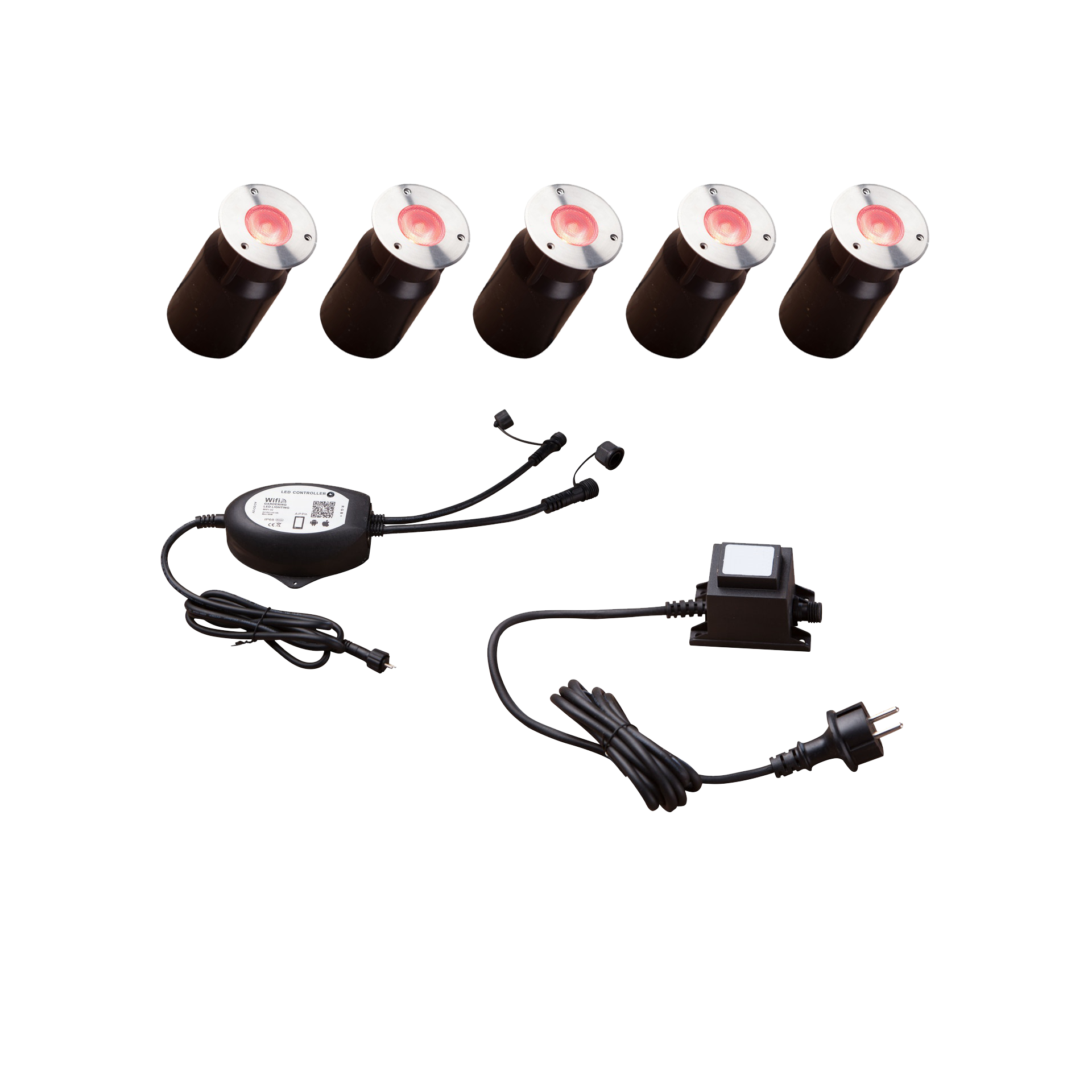 Heissner Starter-Set Smart WiFi-Set 5 Bodeneinbauspots mit Alexa-Steuerung