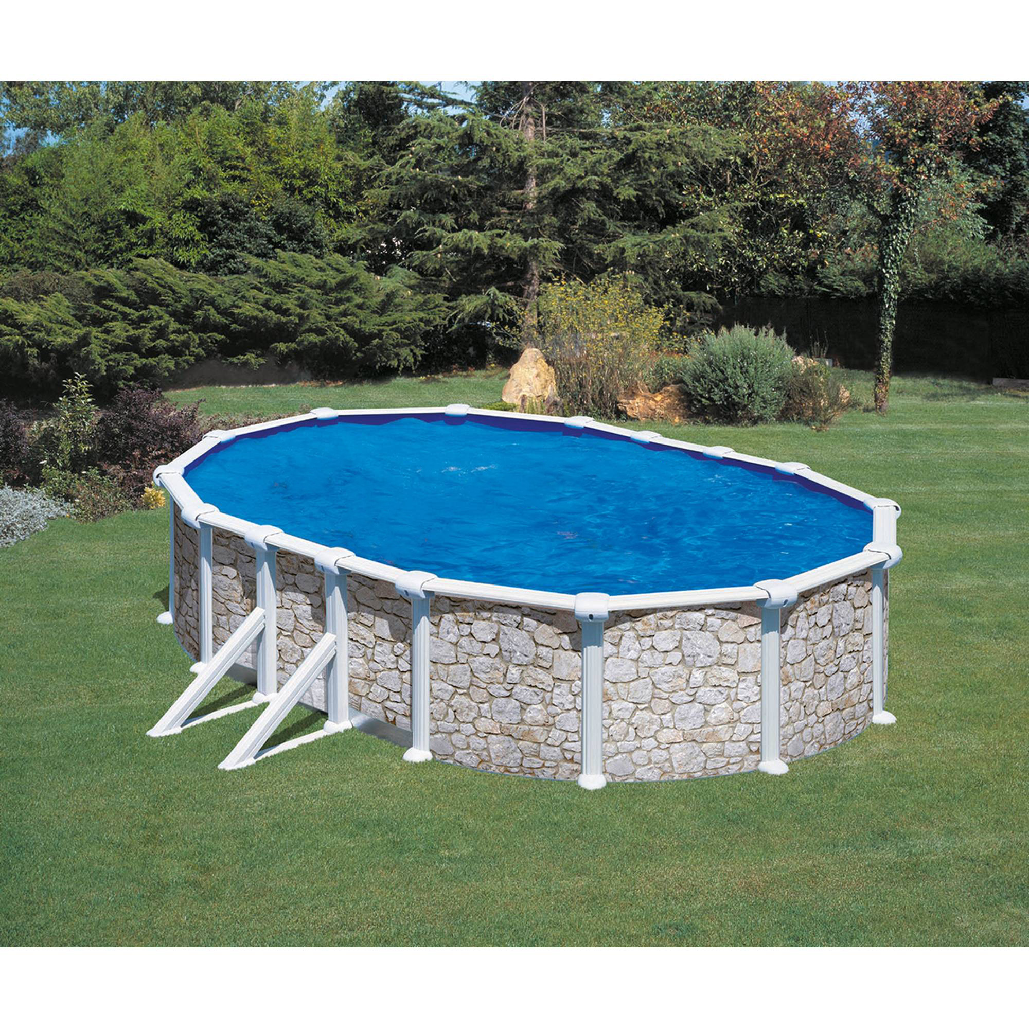 Summer Fun Stahlwandpool Ovalformbecken-Set Steinoptik 610x375x120cm 