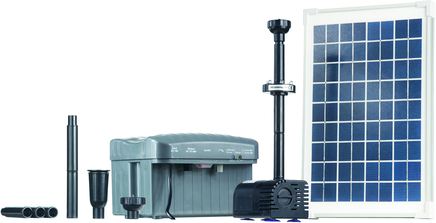 Heissner Solar-Teichpumpen-Set 750 l/h mit LED (SP760-L)